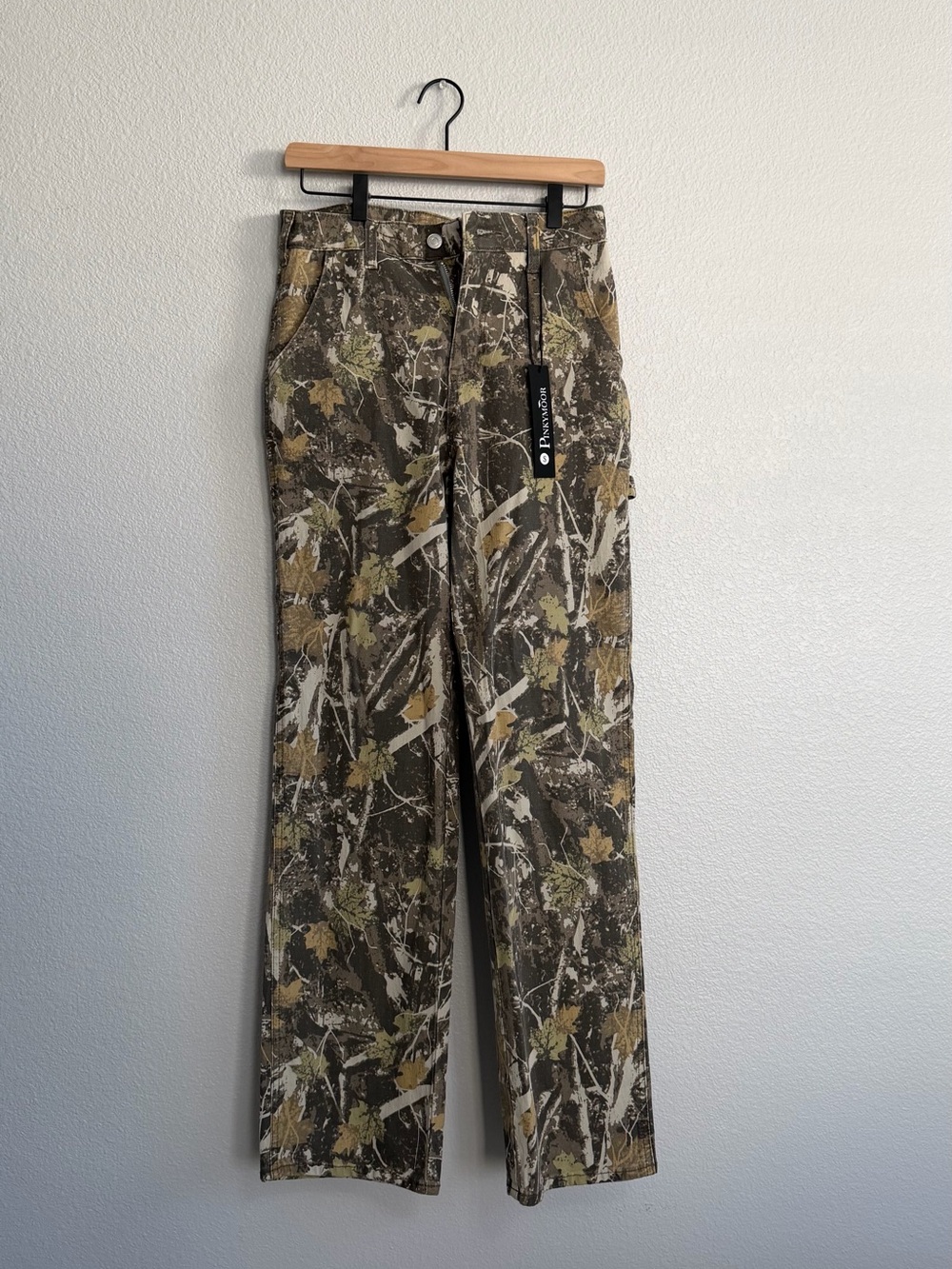 Camo Print Straight Leg Pants in Olive & Tan